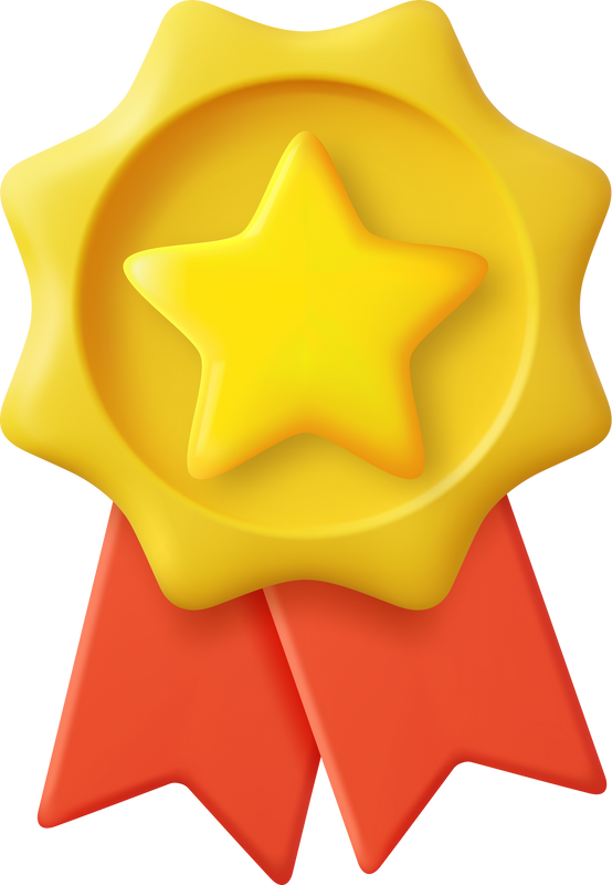 3D Winner Medal with Ribbon.